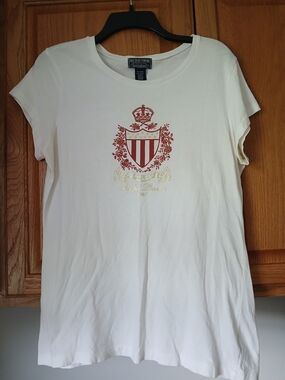 Ralph Lauren White Short Sleeve Tee with Red Crest